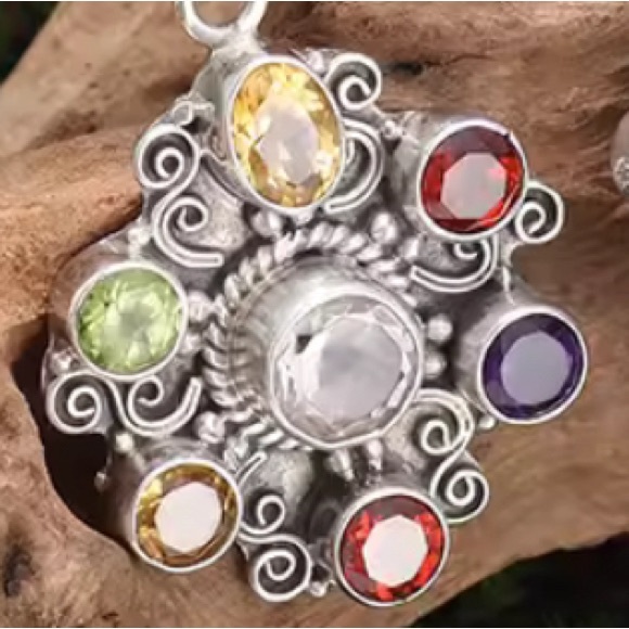 New Elegant Silver Multi-Color Gemstone Dangle Earrings - Picture 1 of 4